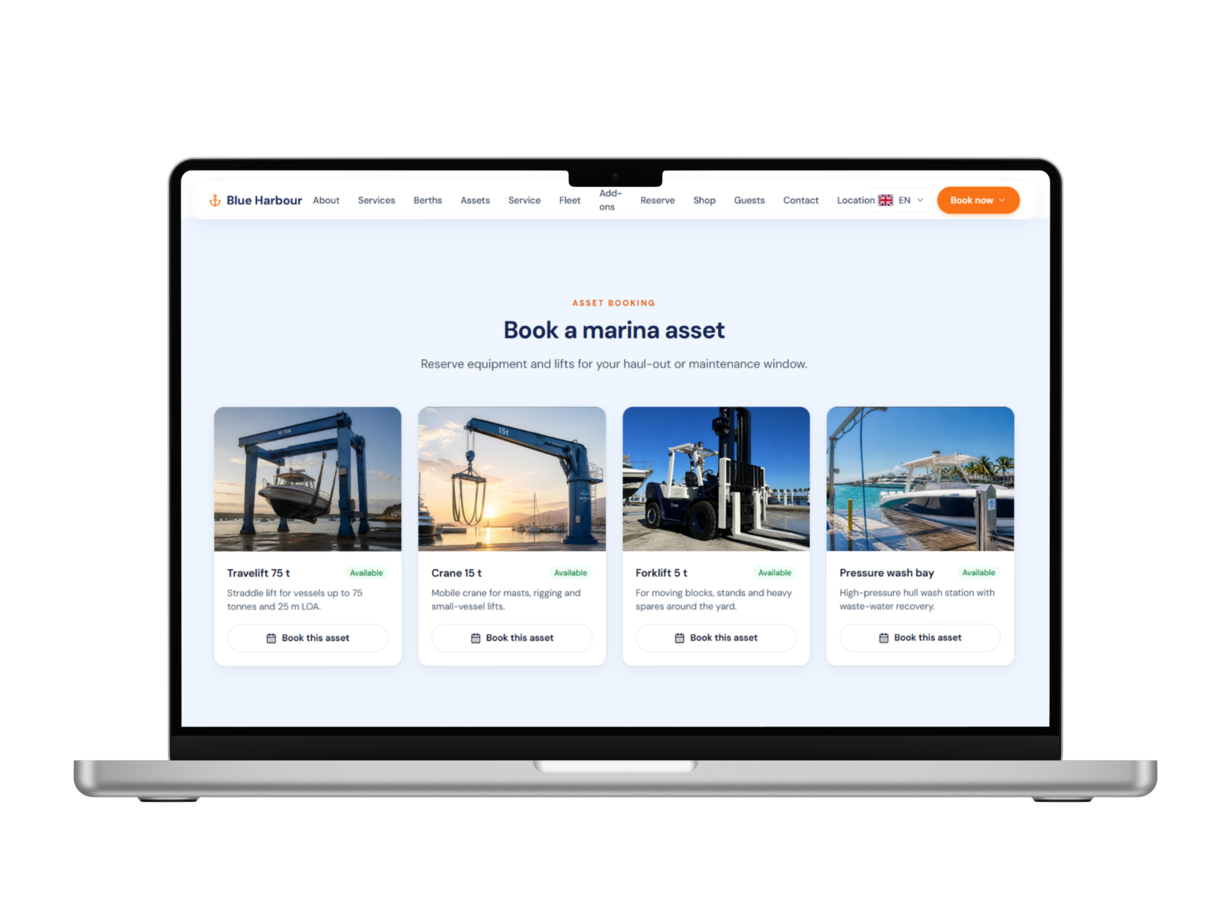 Port equipment booking on Nautilum Landing