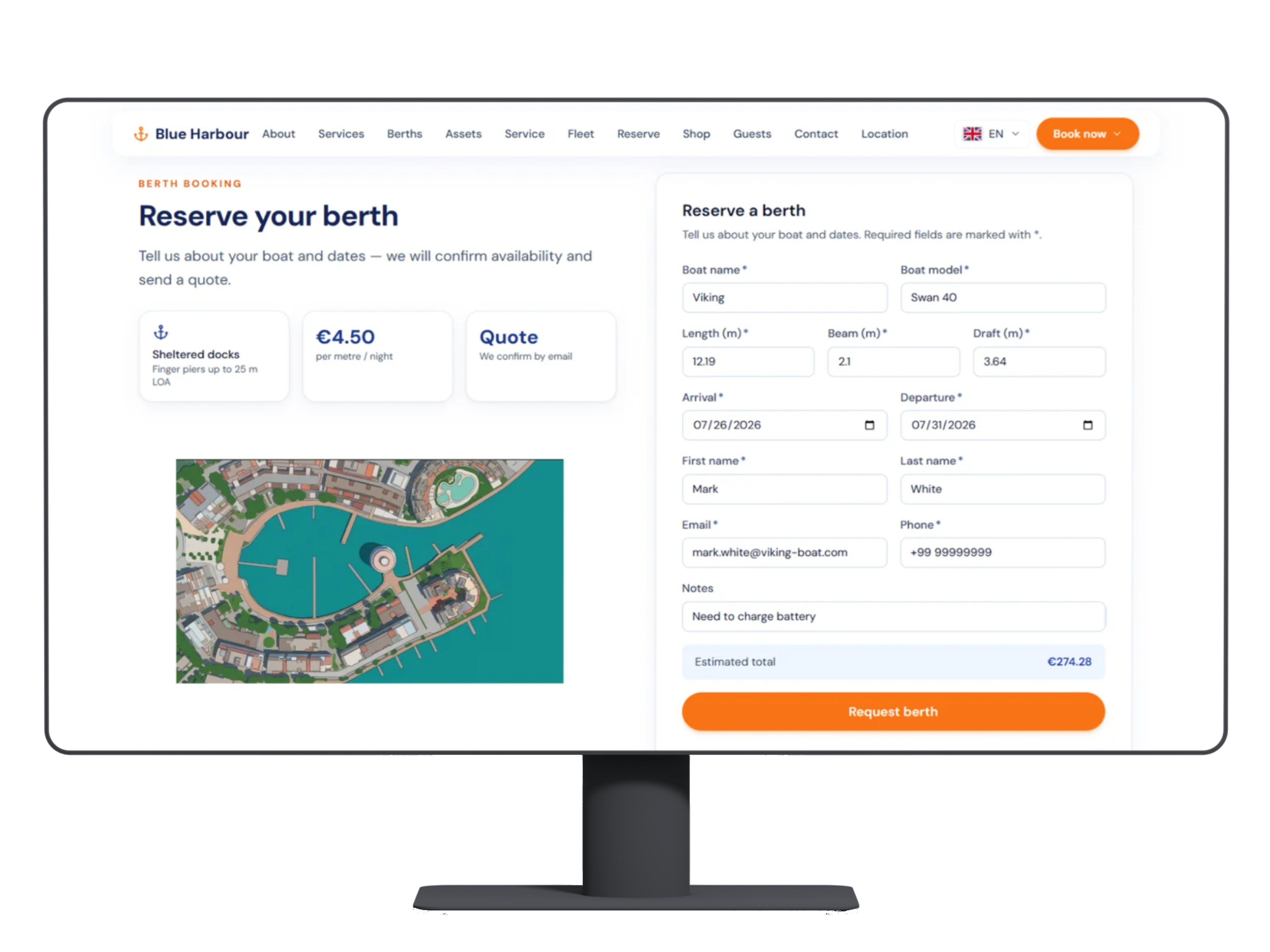 Berth booking on Nautilum Landing