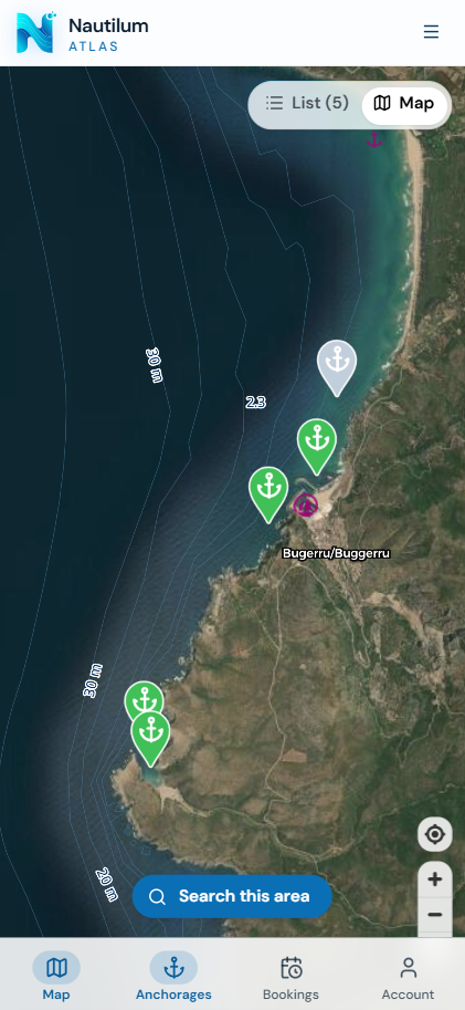 Marina and service details on the map